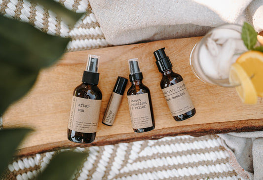 Soulistic Root Summer Collection Gift Set on wooden plank. 