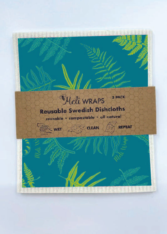 Swedish dish cloth in fern print