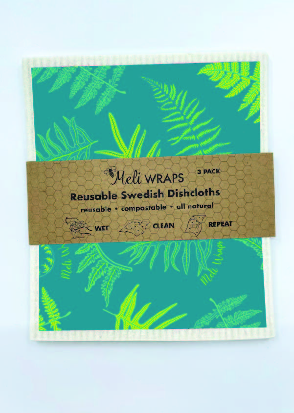 Zero-waste Swedish dishcloths in fern pattern