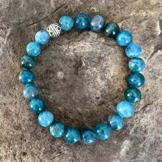 Apatite Bead Bracelet This bracelet is made with high-quality Apatite stones which bring clarity to the wearer. Zodiac Signs: Gemini and Libra. Chakra: Third Eye and Throat. Handmade with authentic crystals and gemstones in Minneapolis, MN.