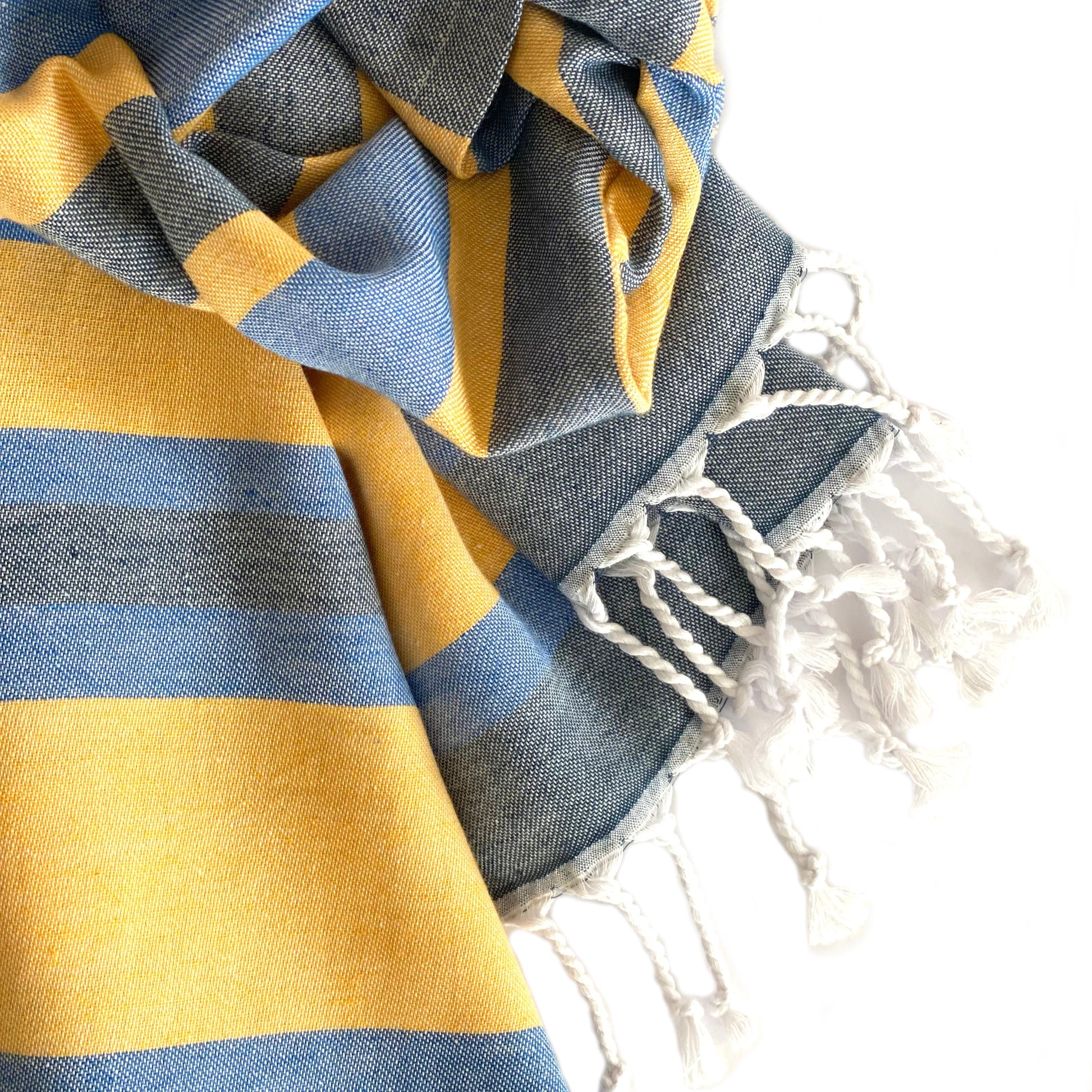 Samara Striped Blue & Yellow Turkish Towel