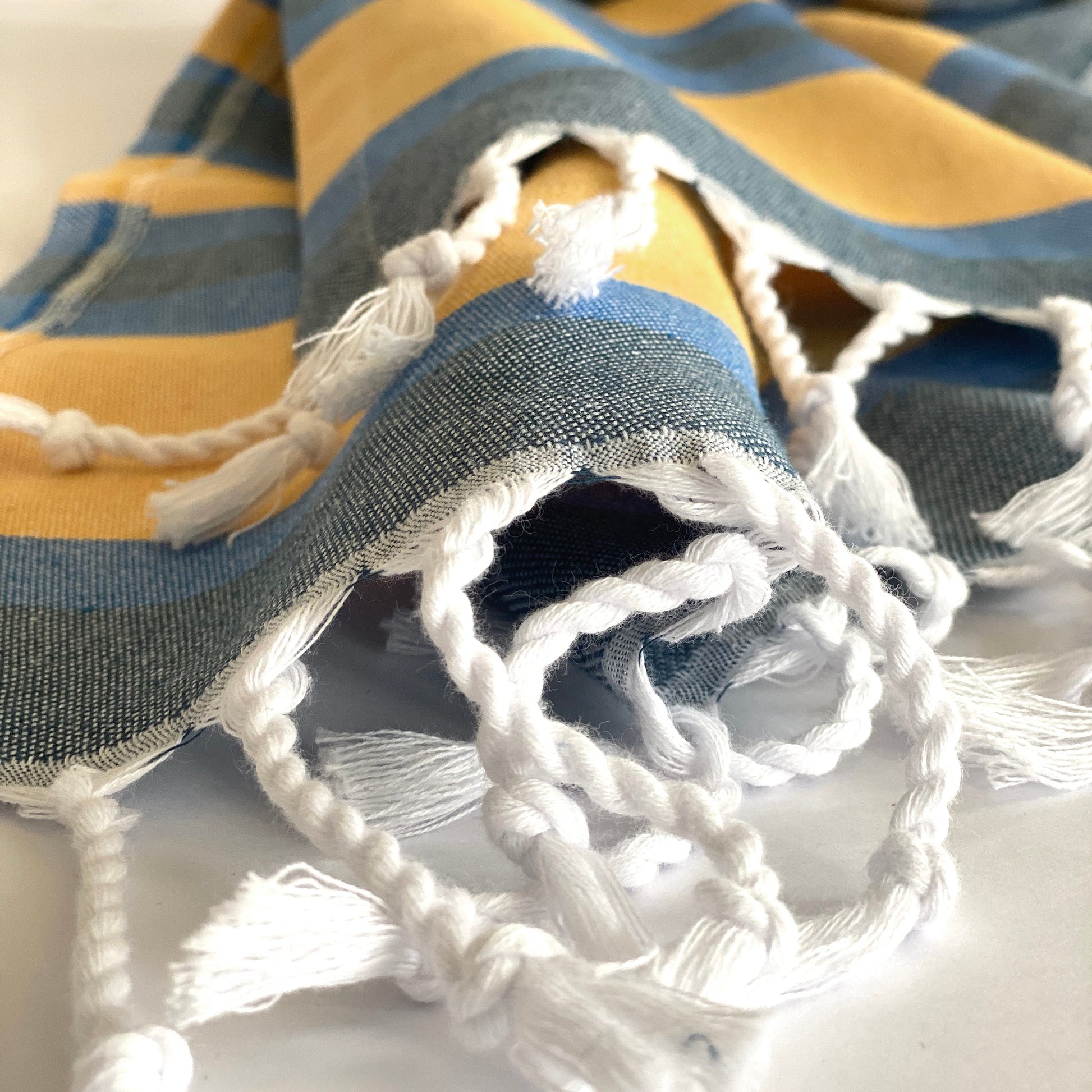 Samara Striped Blue & Yellow Turkish Towel