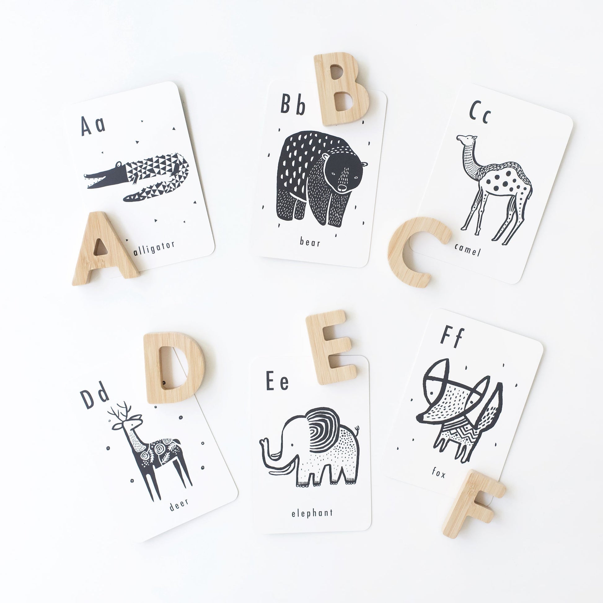 Bamboo Wooden Alphabet with Lettered Animal Cards