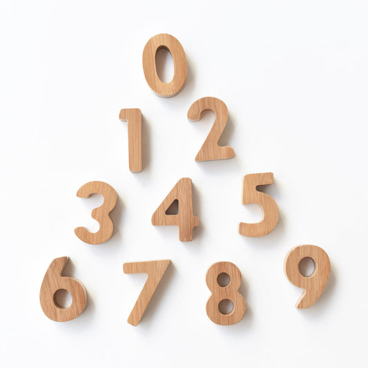 Wooden Number Learning Blocks Toddler Kids Bamboo