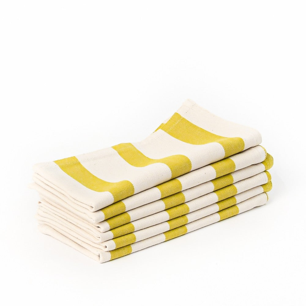 Nyota Napkins Made from 100% Cotton - Yellow Striped Napkins Set of 4