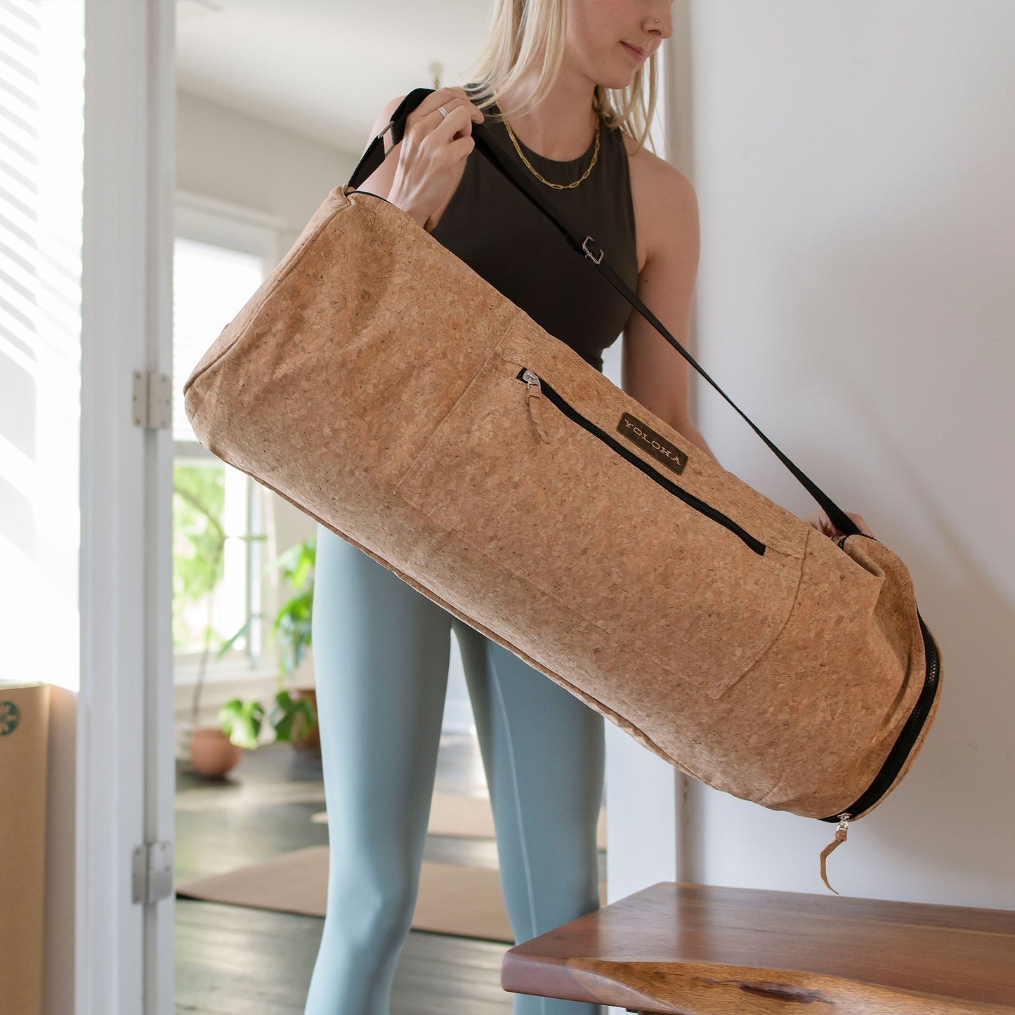 XL Cork Yoga Mat Bag In Hand