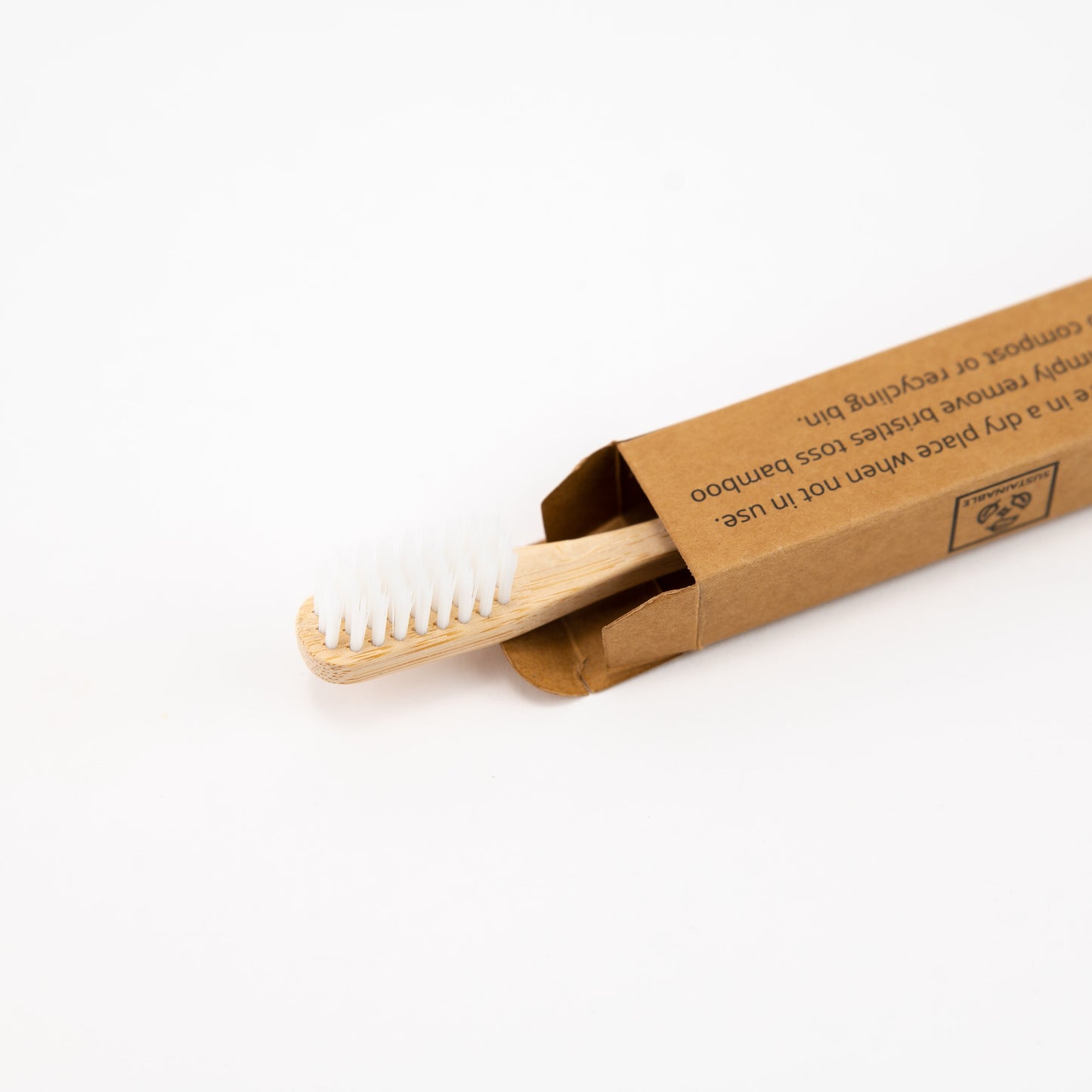 Bamboo Toothbrush White Bristles in Zero-Waste Packaging